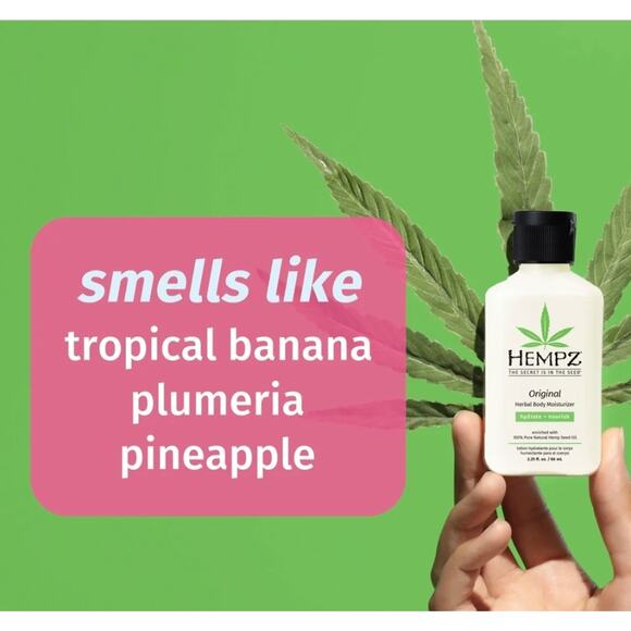 Hempz 2.25 fl oz Travel-Size Original Herbal Body Moisturizer Banana Scent b1 - Picture 2 of 8